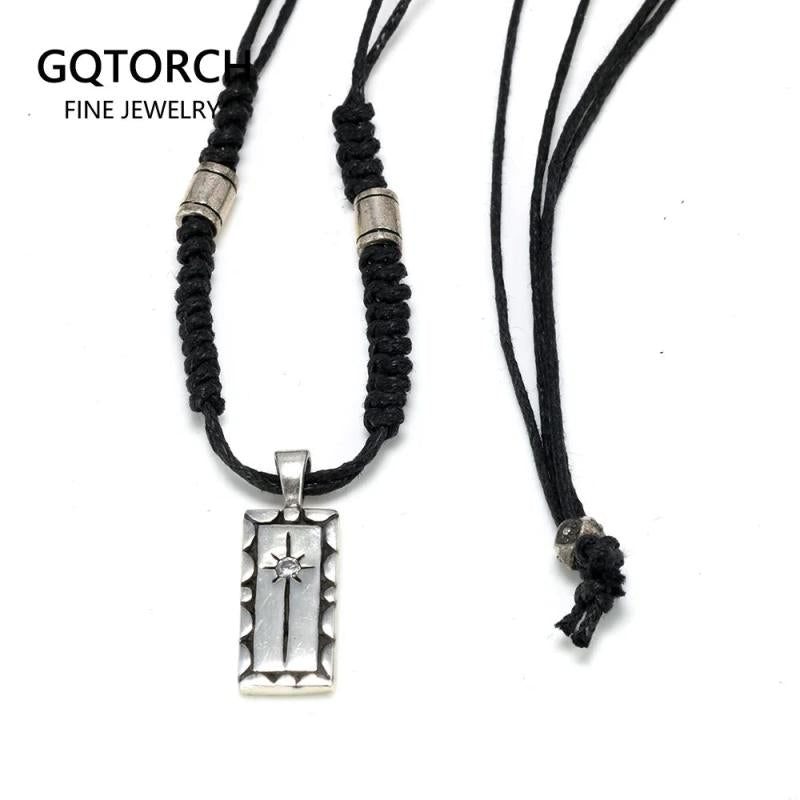 Real 925 Sterling Silver Rope Chain Punk Necklace Cubic Zircon Jewelry