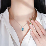 925 Silver 8*10MM Gemstone Pendant Necklace