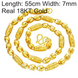 OMHXFC European Man Wedding Gift Vintage Long Olive Real 18KT Chain Necklace