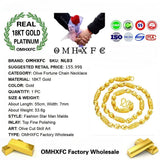 OMHXFC European Man Wedding Gift Vintage Long Olive Real 18KT Chain Necklace