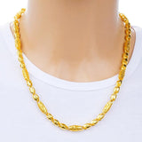 OMHXFC European Man Wedding Gift Vintage Long Olive Real 18KT Chain Necklace