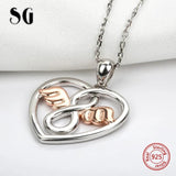 Love Heart Angel Wings Pendant Chain 925 Sterling Silver Rose Endless Necklace