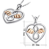 Love Heart Angel Wings Pendant Chain 925 Sterling Silver Rose Endless Necklace