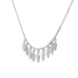925 Silver Leaf Necklace with Crystal Zircon Pendant