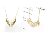 925 Silver Leaf Necklace with Crystal Zircon Pendant