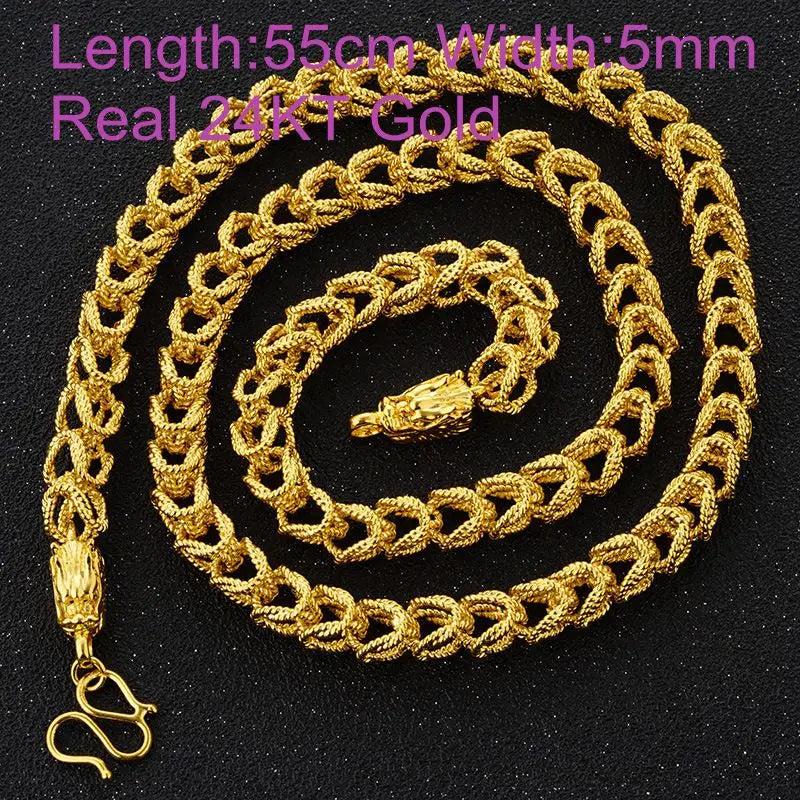 OMHXFC European Man Male Party Wedding Gift Dragon Real 24KT Chain Necklace NL38