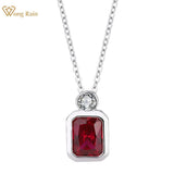 Vintage 925 Silver Ruby Emerald Diamond Pendant Necklace Jewelry