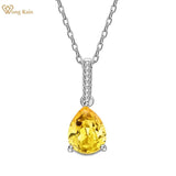 925 Silver Diamond Gemstone Pendant Necklace 18K Plated Jewelry