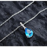 925 Silver Diamond Gemstone Pendant Necklace 18K Plated Jewelry