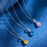 925 Silver Diamond Gemstone Pendant Necklace 18K Plated Jewelry