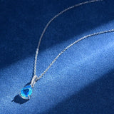925 Silver Diamond Gemstone Pendant Necklace 18K Plated Jewelry