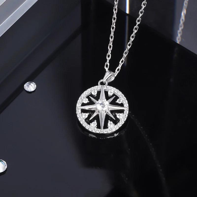 925 Silver Anise Star Necklace Shooting Star Shines Eight-pointed Star Necklaces