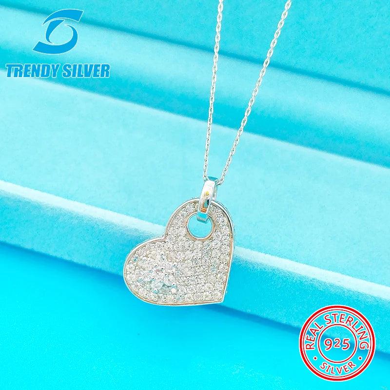 Micro Inlaid Zircon 925 Sterling Silver Pendant Necklace