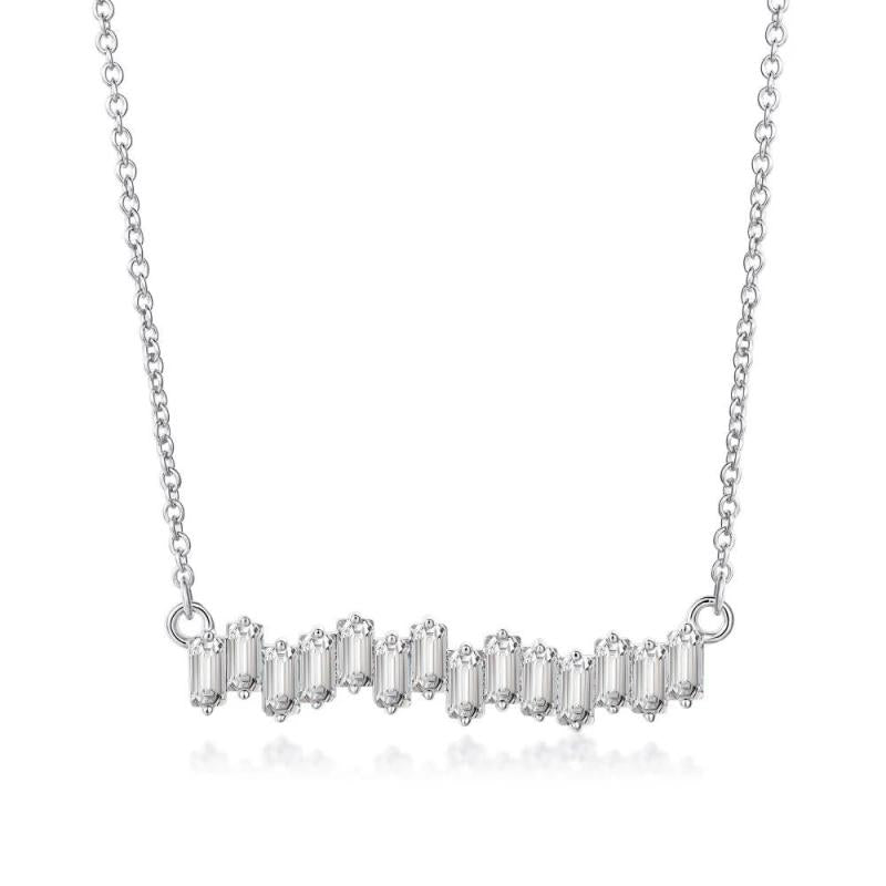 925 Silver Diamond Gemstone Pendant Necklace 18K Plated