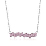 925 Silver Diamond Gemstone Pendant Necklace 18K Plated