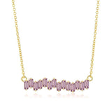925 Silver Diamond Gemstone Pendant Necklace 18K Plated