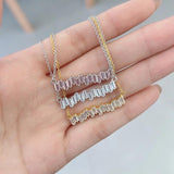 925 Silver Diamond Gemstone Pendant Necklace 18K Plated