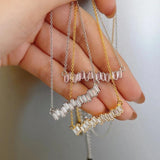 925 Silver Diamond Gemstone Pendant Necklace 18K Plated