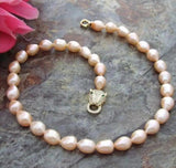 AAA+ 9-10mm Natural Akoya South Seas Baroque Pink Pearl Necklace