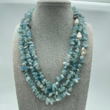 3strds Green Pearl Necklace with Nucleated Pearl