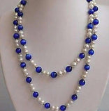 48in Pearl & Blue Opal Necklace 7-8MM