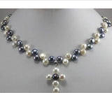 7-8mm Cultured Pearl Cross Pendant Necklace
