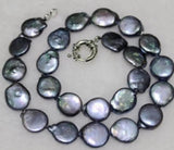 Natural Freshwater Pearl Necklace Large 12-13mm Coin Shape