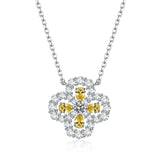 Plated Clover Sapphire Gemstones Necklace 925 Sterling Silver