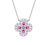Plated Clover Sapphire Gemstones Necklace 925 Sterling Silver