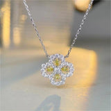 Plated Clover Sapphire Gemstones Necklace 925 Sterling Silver