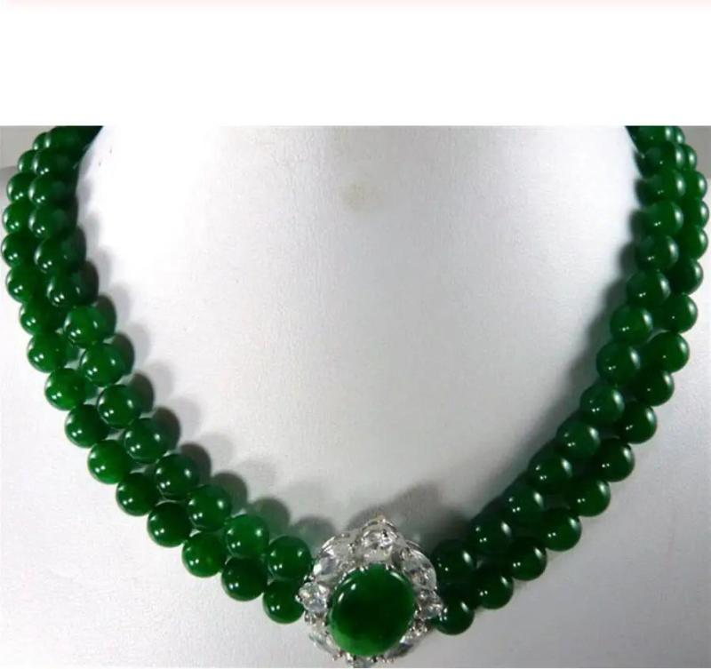 Elegant 8mm Green Jade Wedding Pendant Necklace