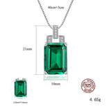 Sterling Silver Emerald Pendant Necklace Zircon Fine Jewelry