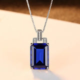 Sterling Silver Emerald Pendant Necklace Zircon Fine Jewelry