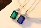Sterling Silver Emerald Pendant Necklace Zircon Fine Jewelry