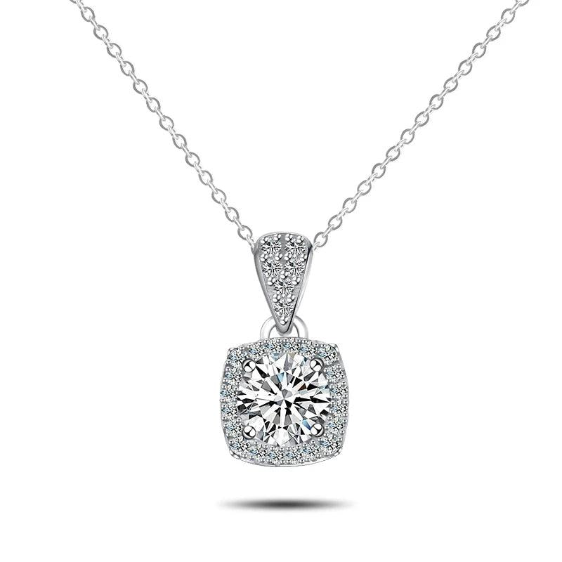 925 Silver Necklace with 6.5mm Moissanite
