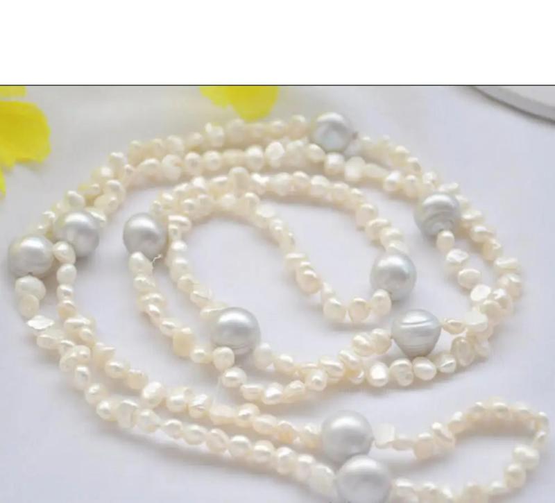 11mm Gray Baroque Pearl Necklace 36in