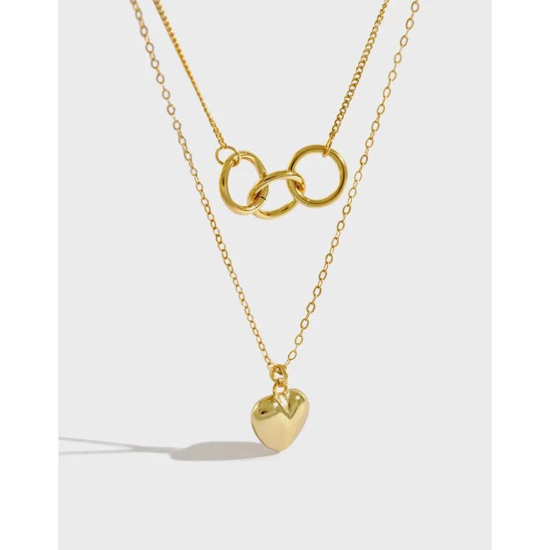 925 Sterling Silver Love Double Layer Necklace