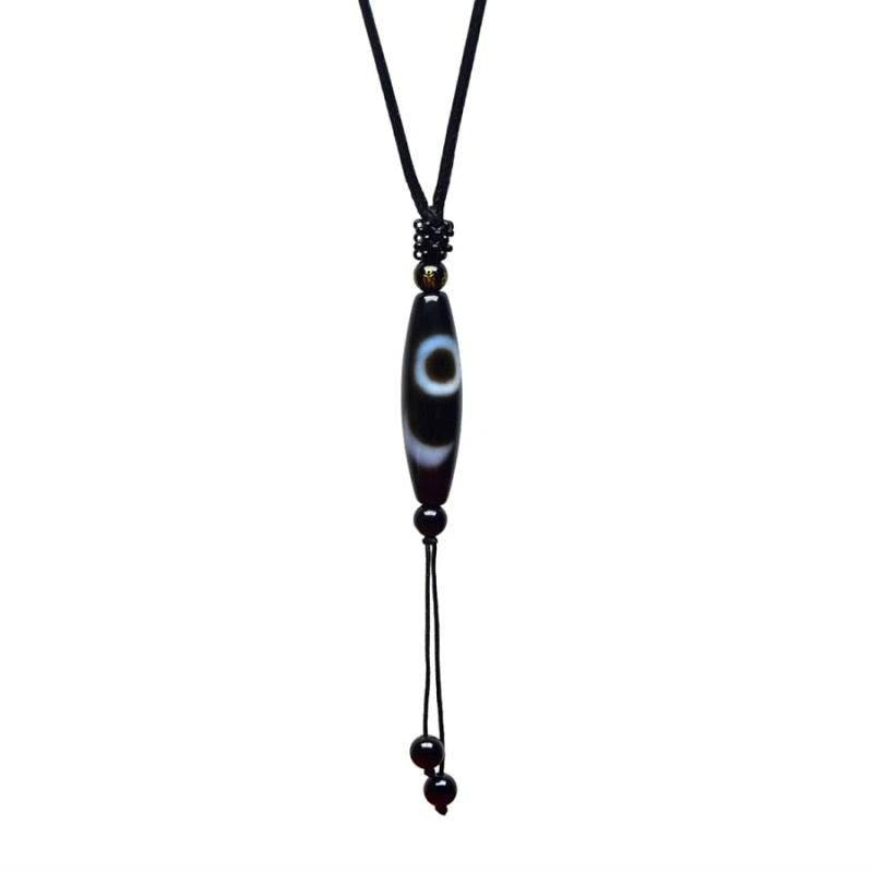 Tibet Agate DZI Pendant Women's Necklace Smooth Surface Amulet