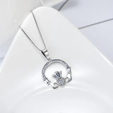 Friendship Love Heart Gemstone Claddagh Celtic Pendant Necklace