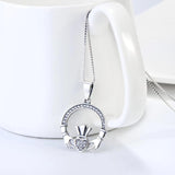 Friendship Love Heart Gemstone Claddagh Celtic Pendant Necklace