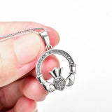 Friendship Love Heart Gemstone Claddagh Celtic Pendant Necklace