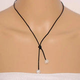 AA Freshwater Pearl Necklace, Leather Jewelry
