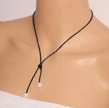 AA Freshwater Pearl Necklace, Leather Jewelry