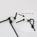 AA Freshwater Pearl Necklace, Leather Jewelry