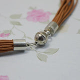 AA Leather Pearl Necklace Multicolor Freshwater Pearl Rope Necklace