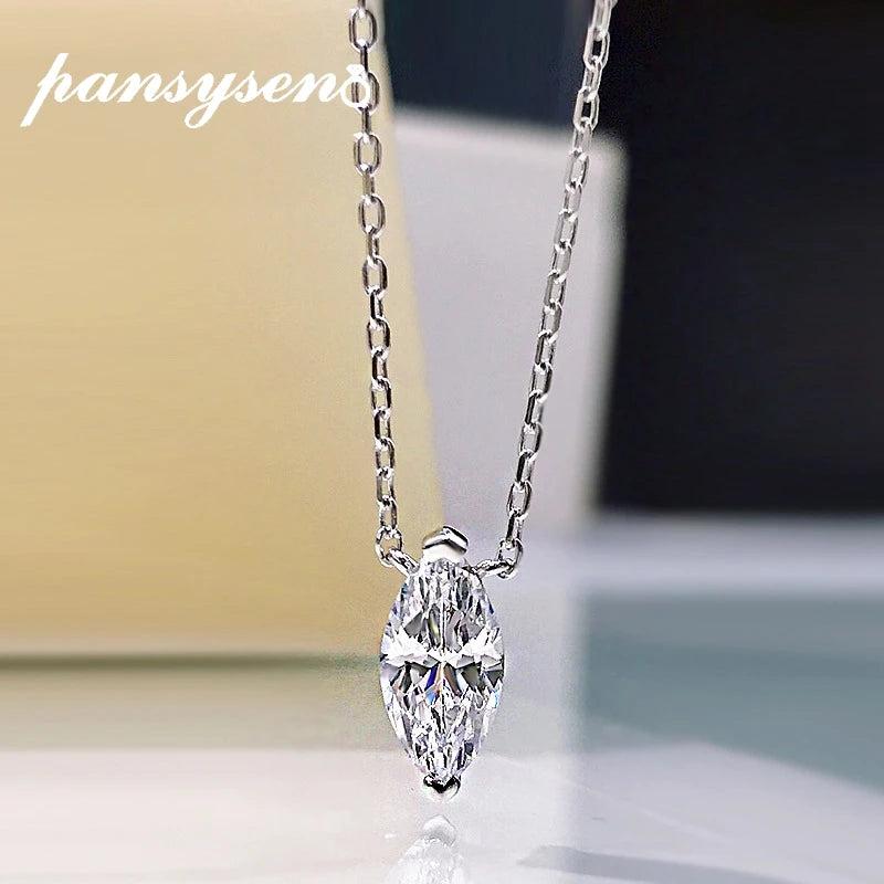 925 Silver Marquise Cut Moissanite Diamond Pendant Necklace