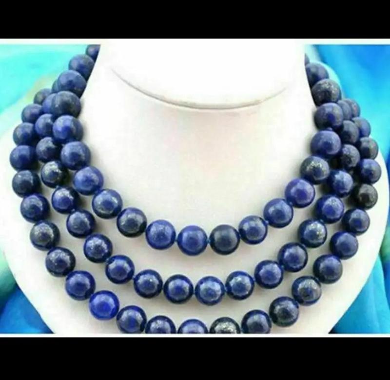 10mm Lapis Lazuli Bead Necklace 48 inches