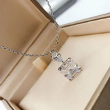 925 Silver Square Drop Pendant Necklace Women's Jewelry