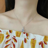 925 Silver Square Drop Pendant Necklace Women's Jewelry