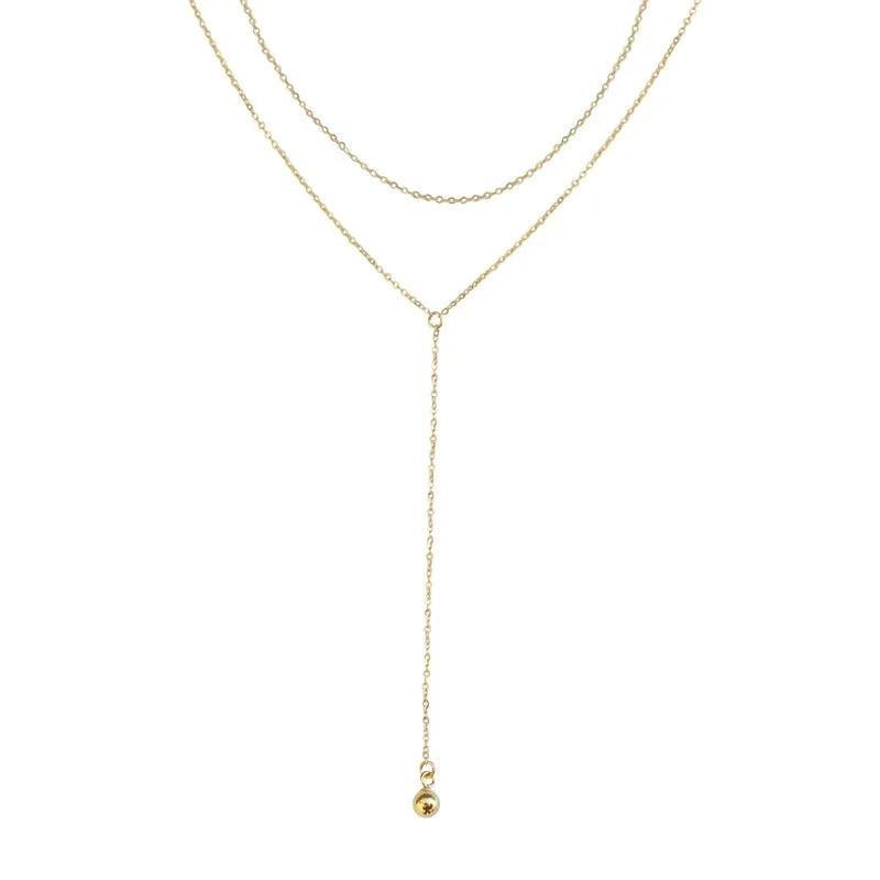 S925 Silver Multilayer Bead Long Chain Necklace